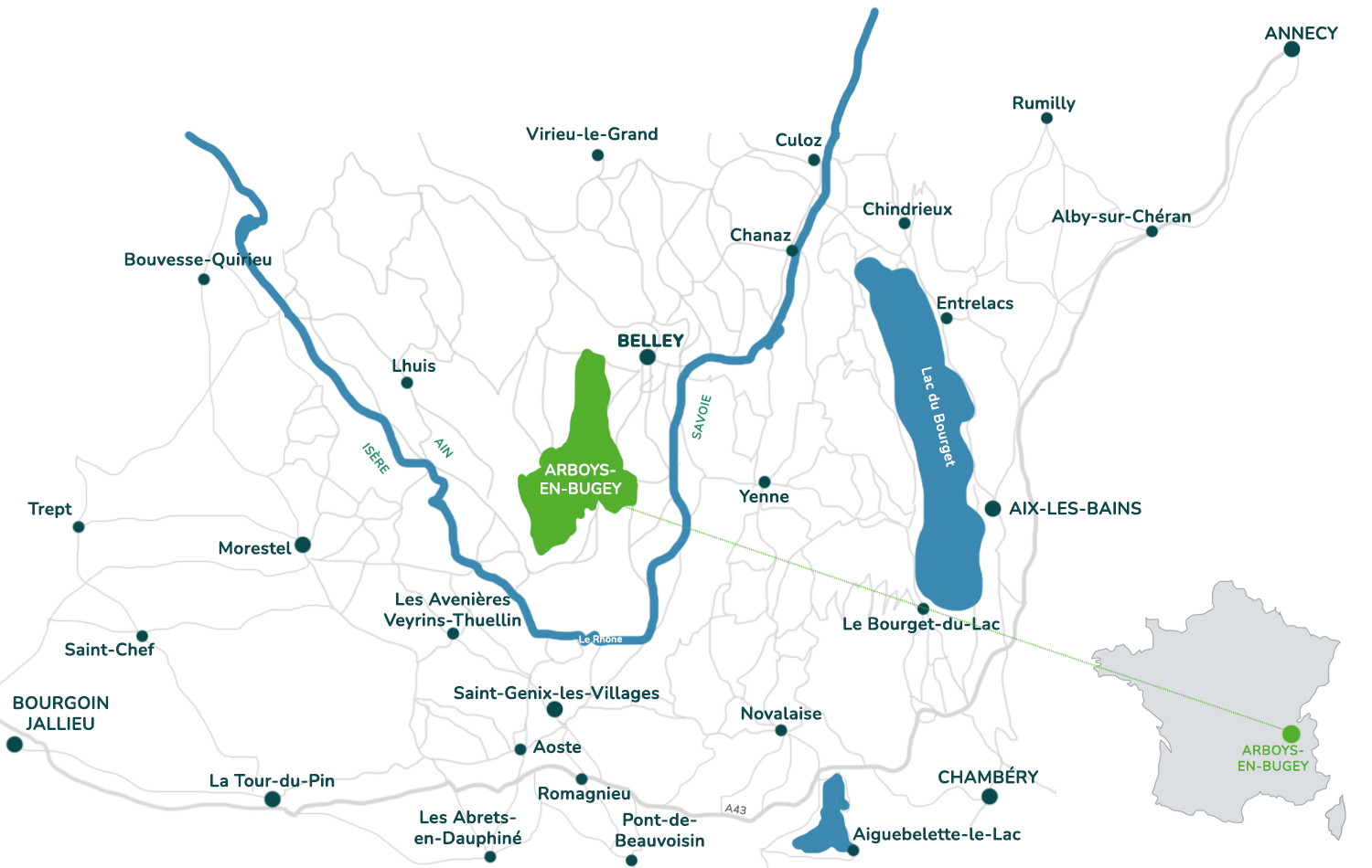 Carte-Aboys-en-Bugey-Situation-Géographique Carte-Aboys-en-Bugey-Situation-Géographique